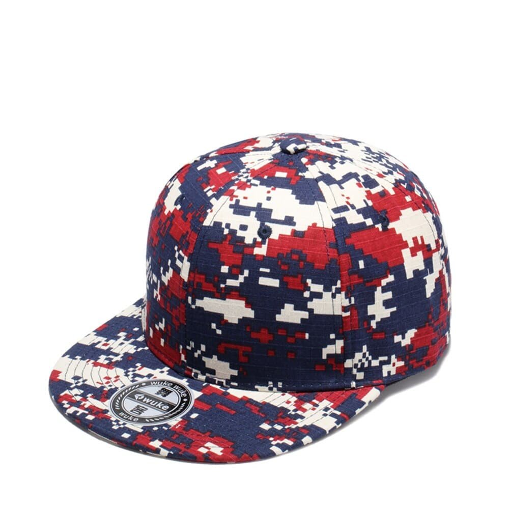 digital camo snapback red and blue
