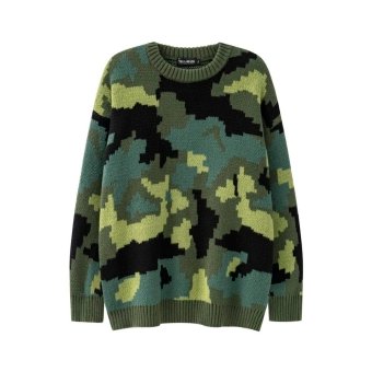 camo print sweater Y2K