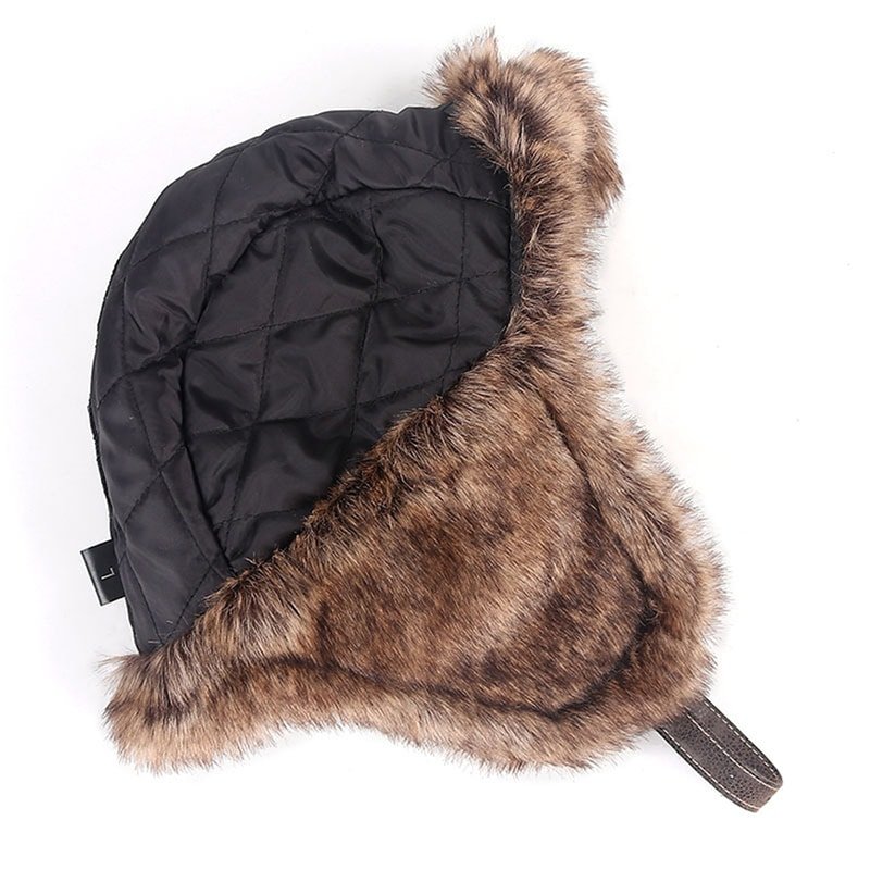 Brown leather ushanka