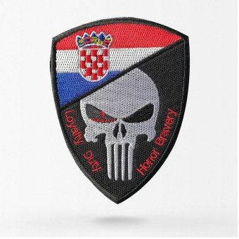 Нашивка флаг Хорватии с черепом