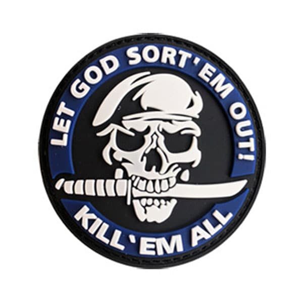 kill em all patch with skull Blue PVC