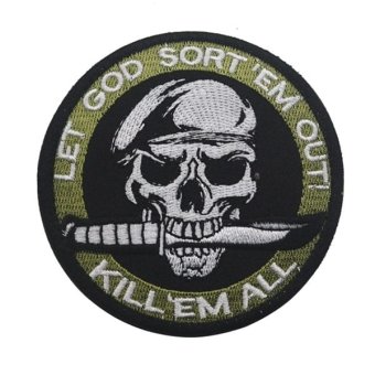 kill em all patch with skull Khaki