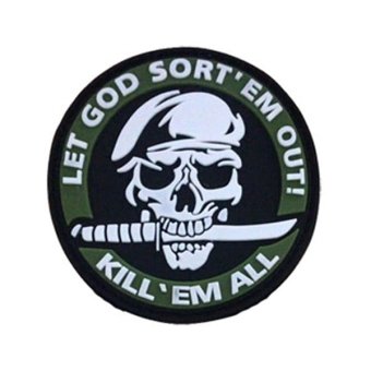 kill em all patch with skull Khaki PVC