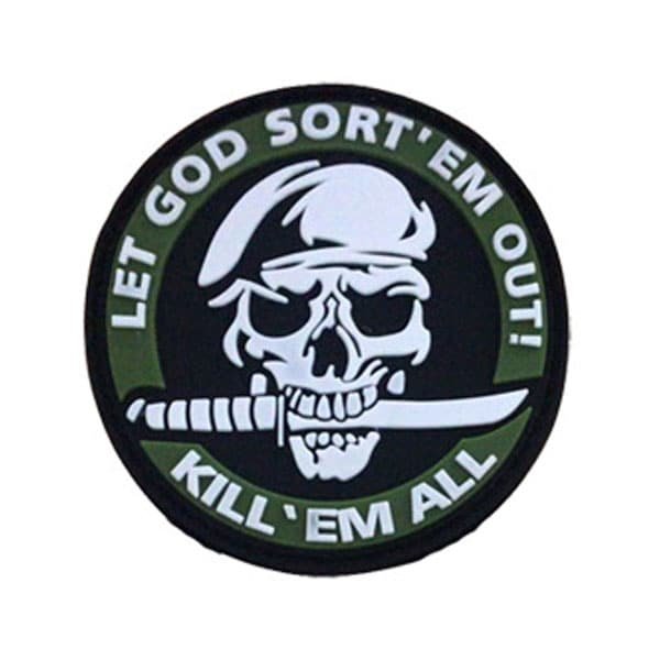 kill em all patch with skull Khaki PVC