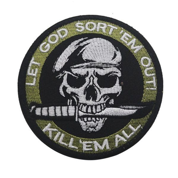 kill em all patch with skull Khaki