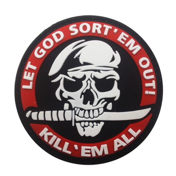 kill em all patch with skull Red PVC