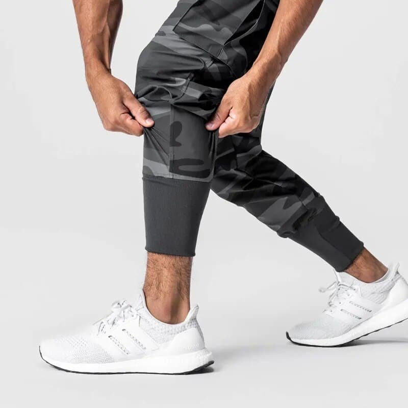Black and grey camo joggers