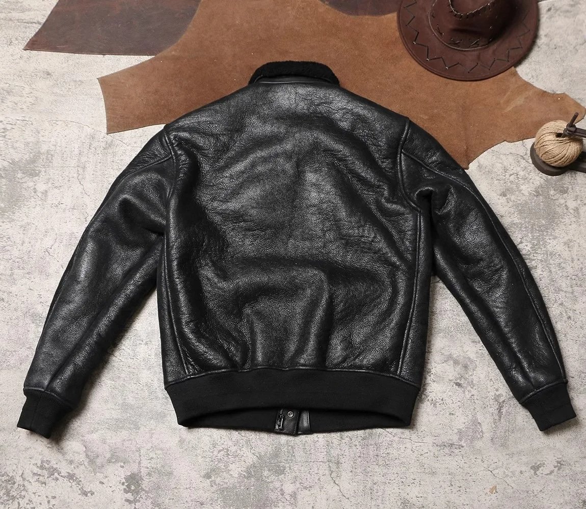 A2 Bomber Leather Jacket Black