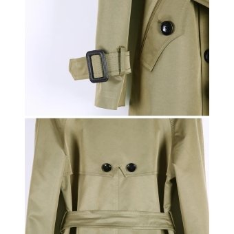 Belted military style trench coat Black|Khaki