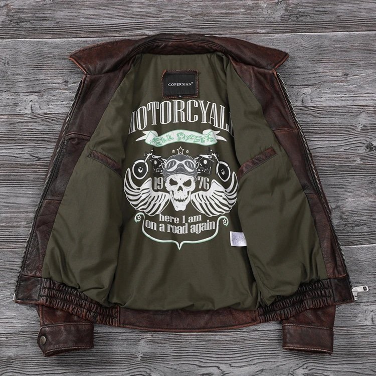brown leather flight jacket vintage