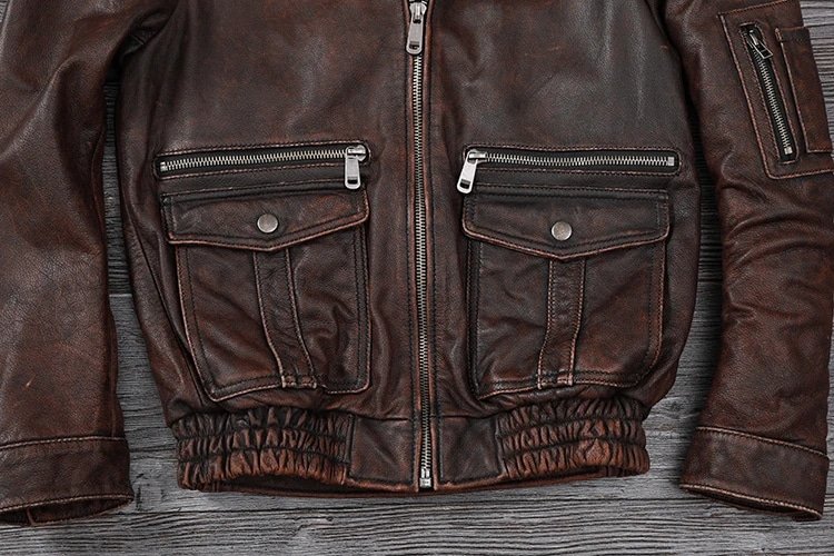 brown leather flight jacket vintage