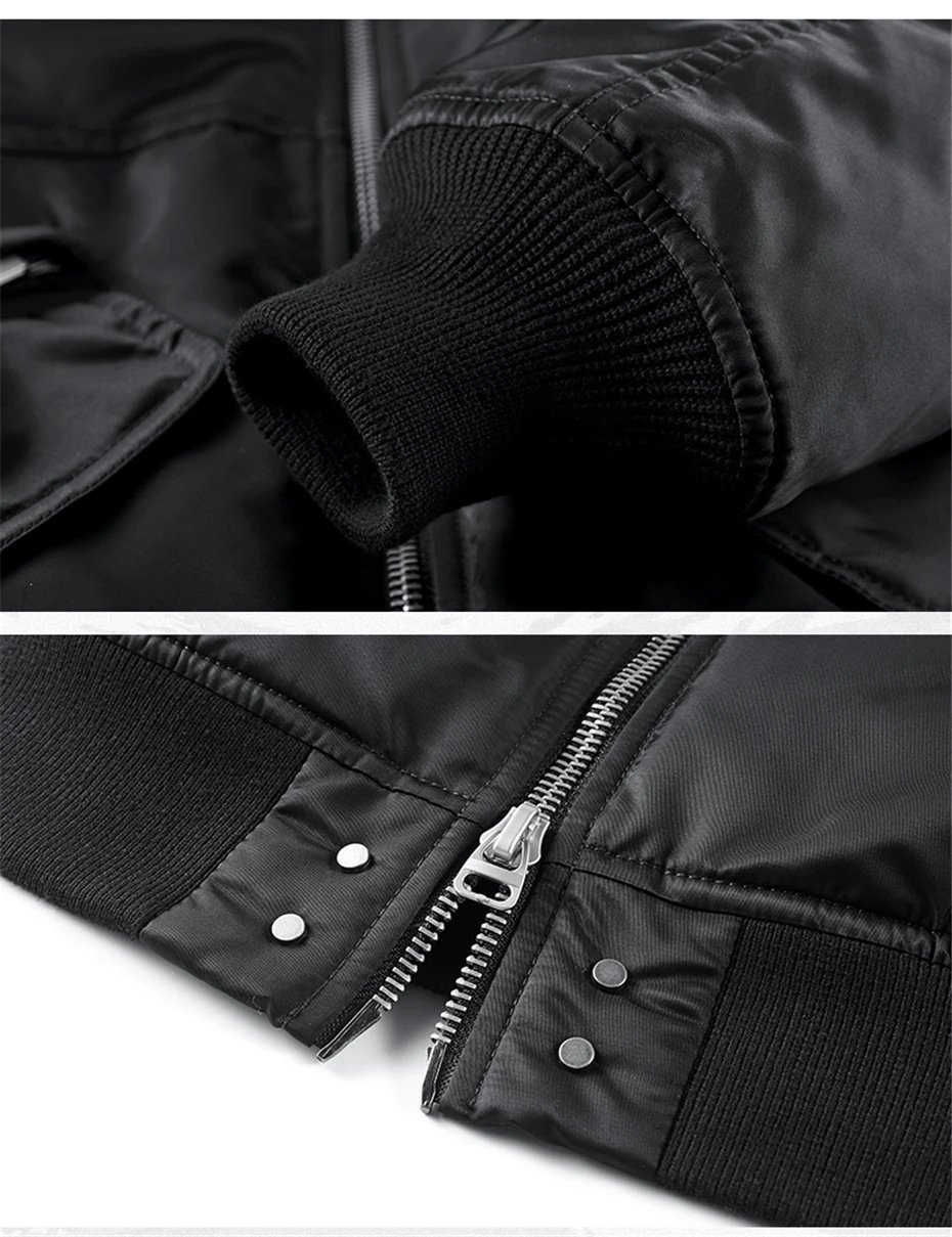 mens winter techwear bomber jacket Black|Green