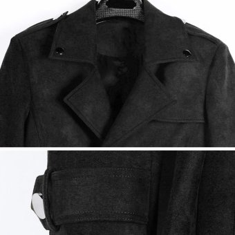 Military style suede trench coat Black|Grey|Olive