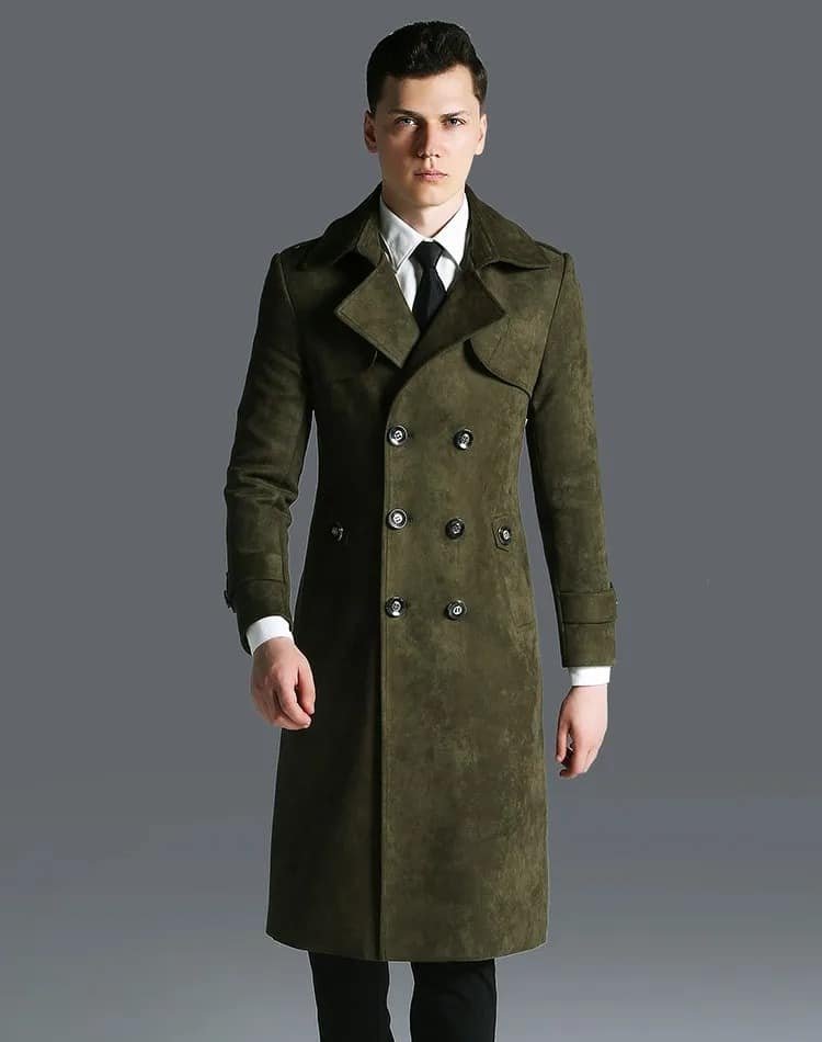 Double breasted military trench coat Green|Grey|Olive