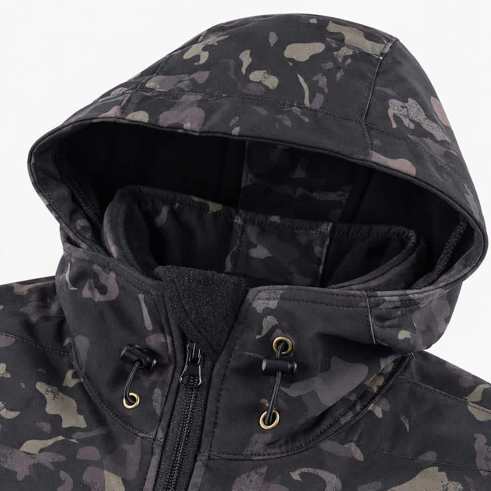 Hooded tactical camo softshell jacket