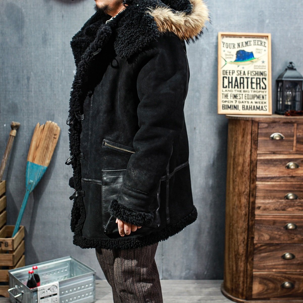 mens b7 shearling bomber fur jacket