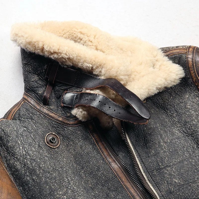 mens retro d3 leather bomber jacket