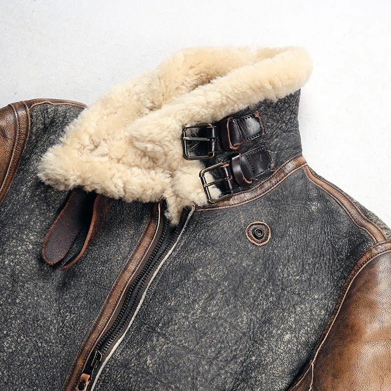 mens retro d3 leather bomber jacket