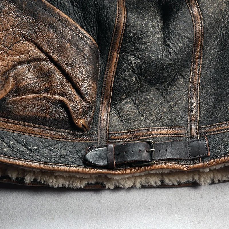 mens retro d3 leather bomber jacket