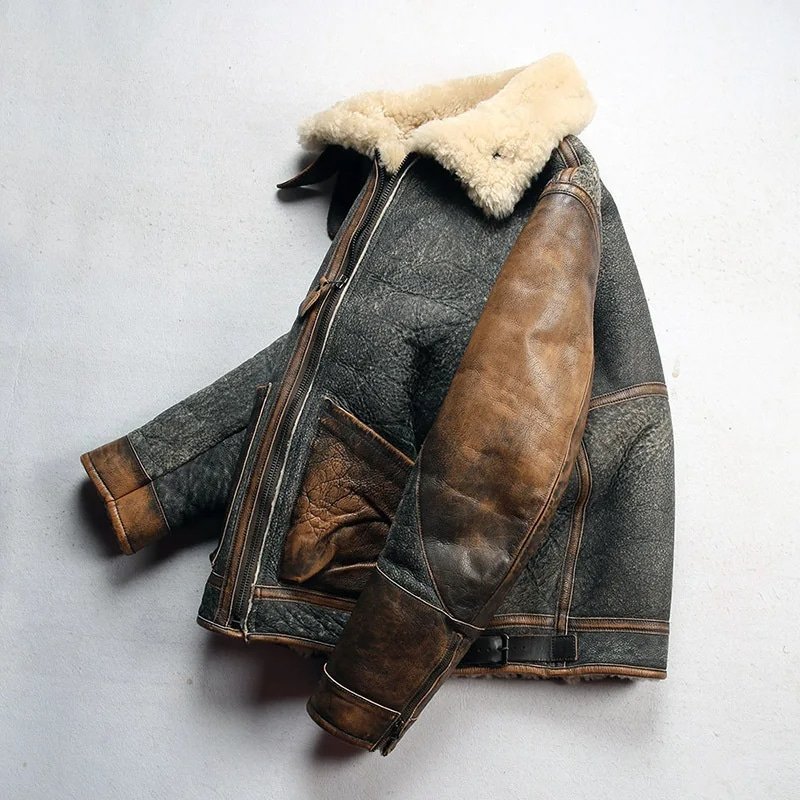 mens retro d3 leather bomber jacket