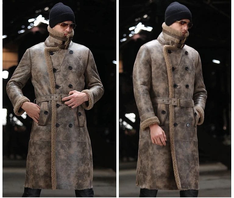 military coat sheep fur collar