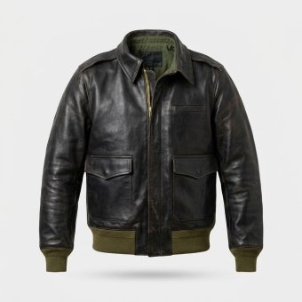 Лётная куртка Type A2 из натуральной кожи с оливковой подкладкой