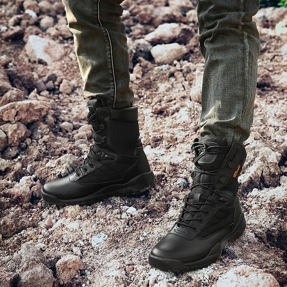 Lightweight black tactical boots