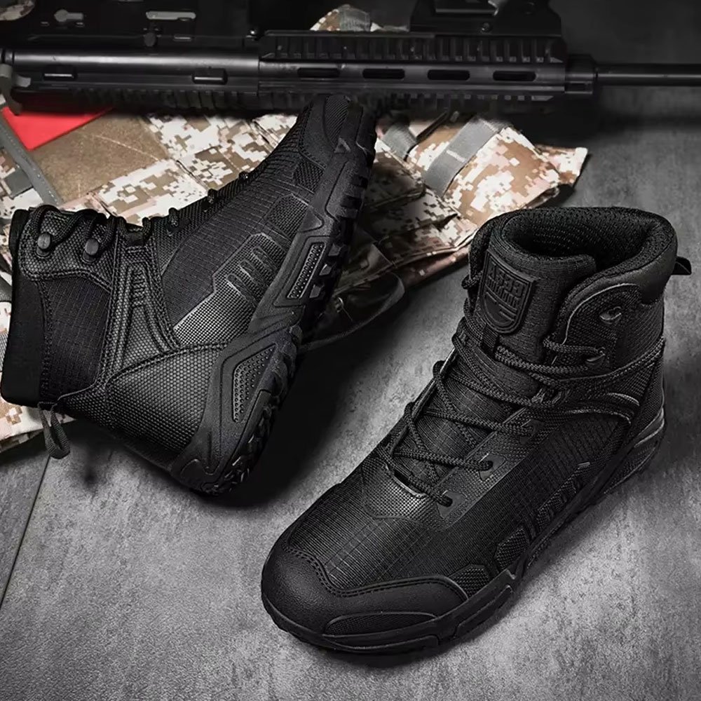 Mid height tactical hiking boots Black