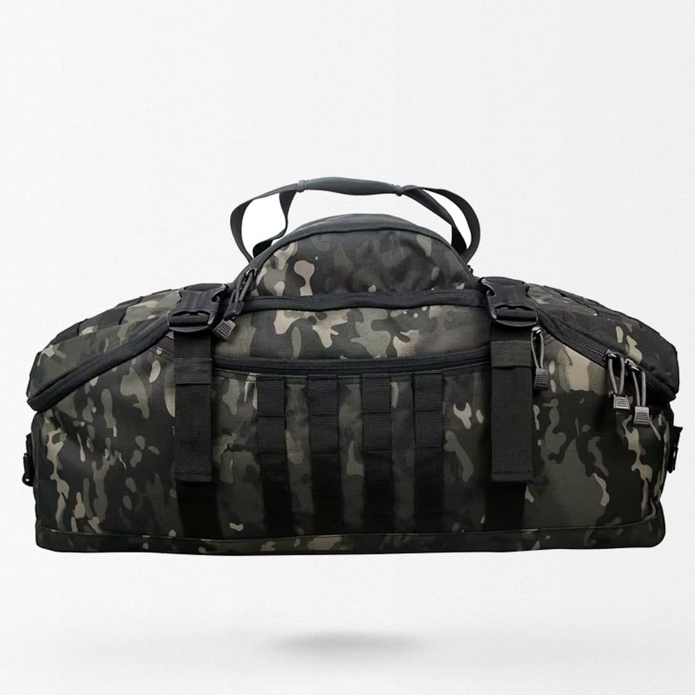 Multicam black military duffle bag