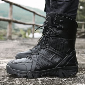 Synthetic leather combat boots