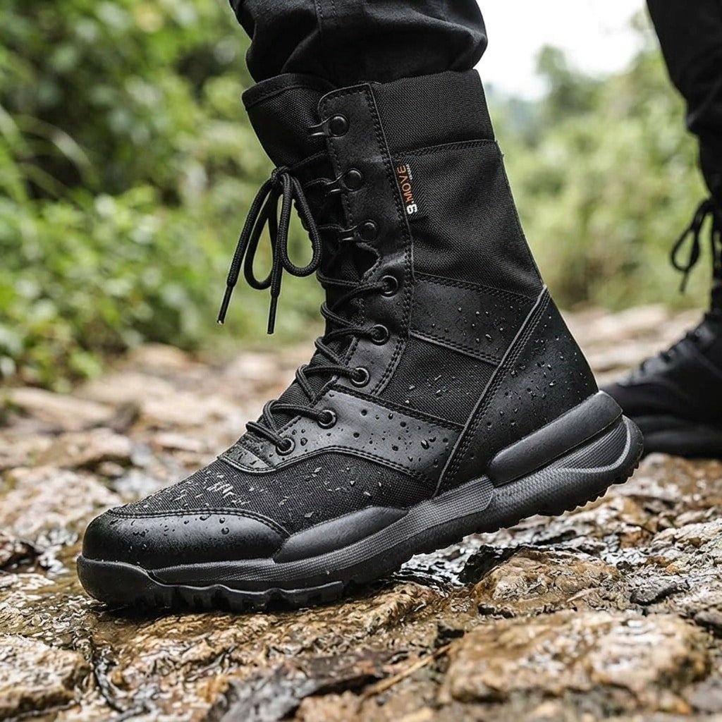 Breathable Combat Boots Black