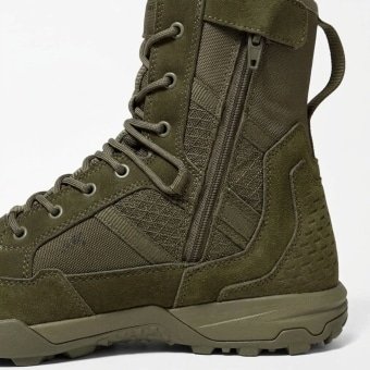 Olive Green lace up combat boots with Mesh