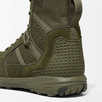 Olive Green lace up combat boots with Mesh