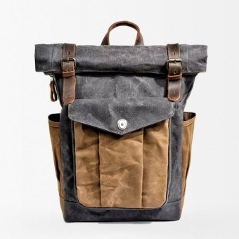 Vintage military canvas backpack Grey