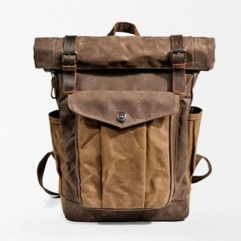 Vintage military canvas backpack Brown
