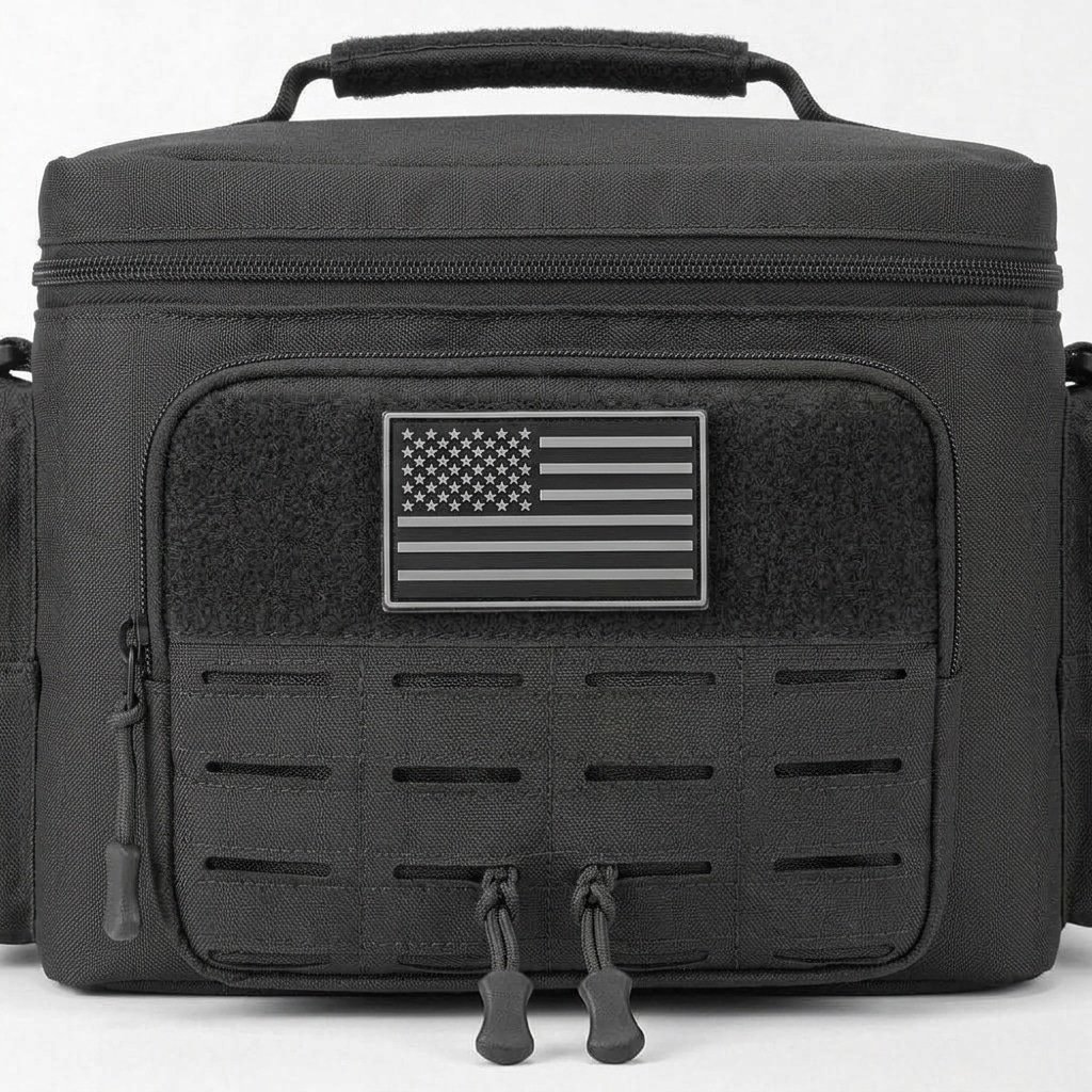 Black tactical thermal lunch bag