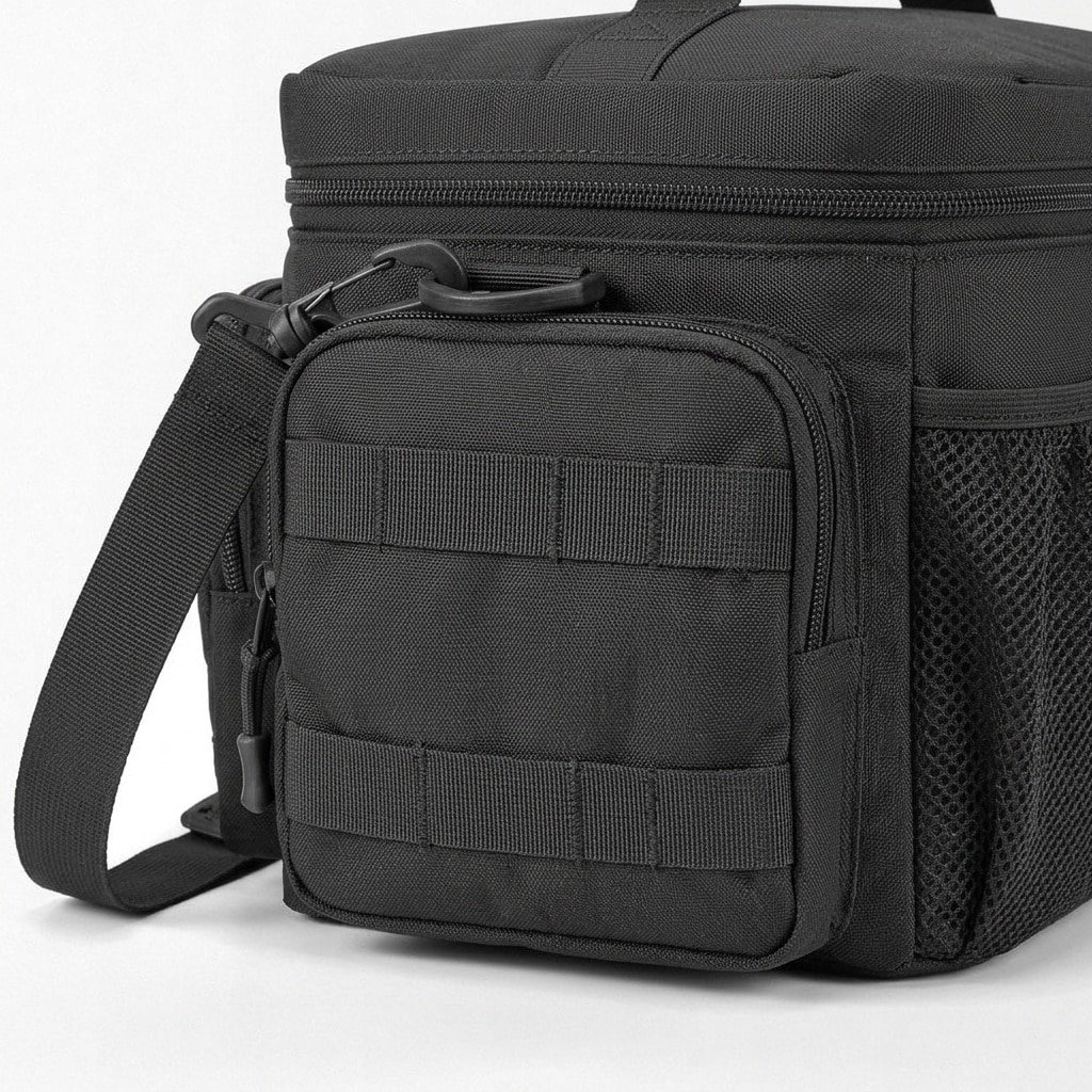 Black tactical thermal lunch bag