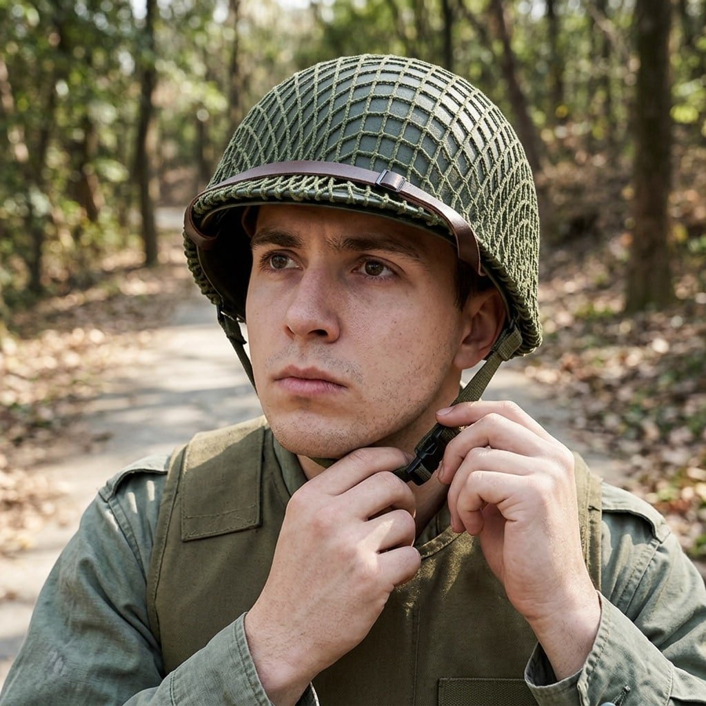 WW2 army helmet with mesh cover